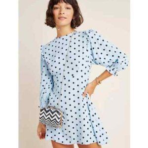 Faithfull the Brand Sky Blue Dress with Polka Dots Size 4 Small